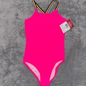 Kanu Surf Sport Athletic One Piece Swimsuit Girls 12 Hot Pink UPF 50+ Beach